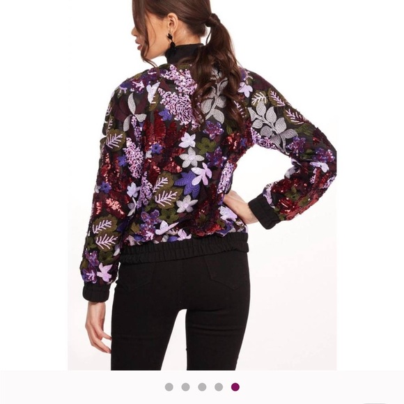 NWT! Eva Franco Vibrant Floral Embroidered Bomber Jacket - Picture 2 of 12